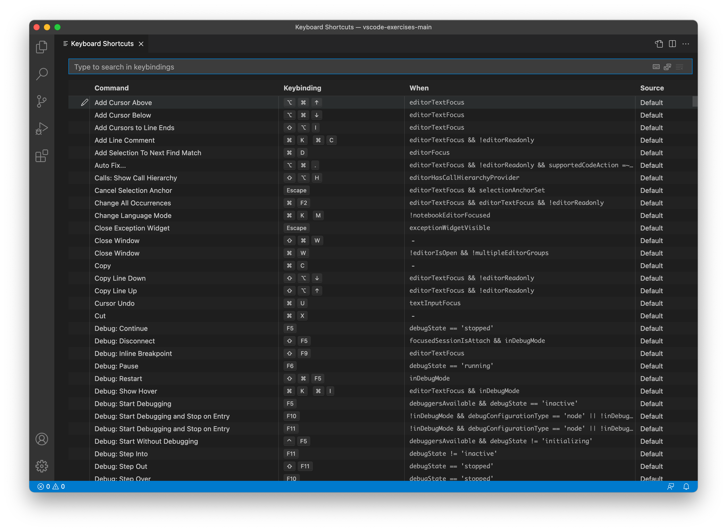 vs code keyboard shortcuts windows