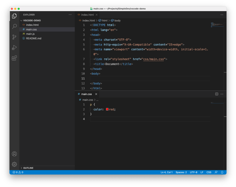 Layout - VS Code - Simple Dev