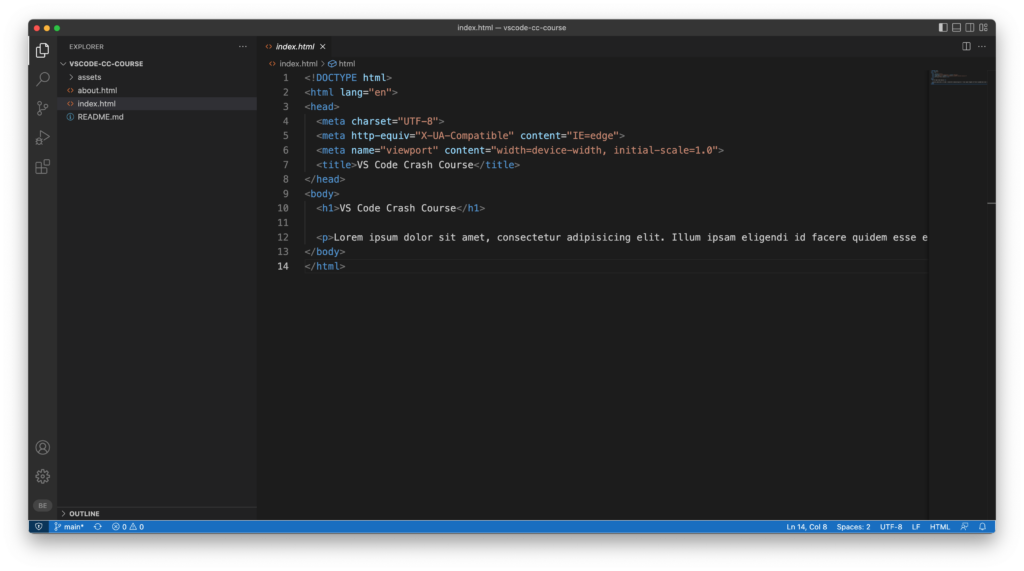 VS Code layout - Simple Dev